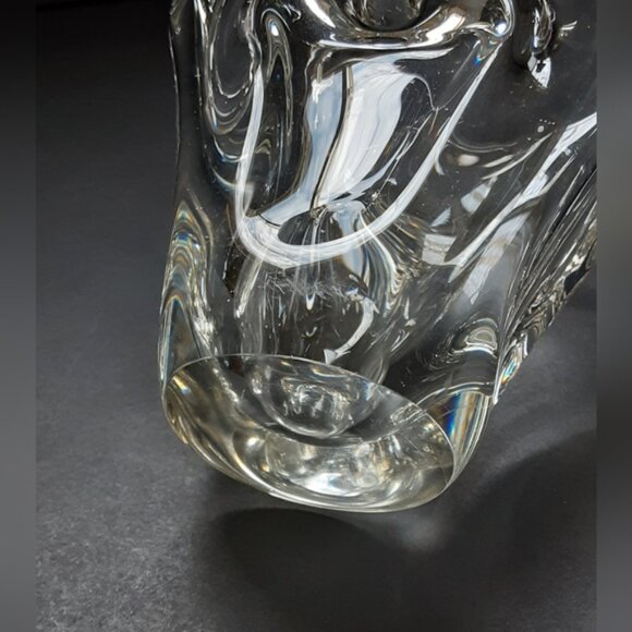 Vintage Art Glass Basket Clear 8inch tall Mid-century Modern Decor - Picture 4 of 8